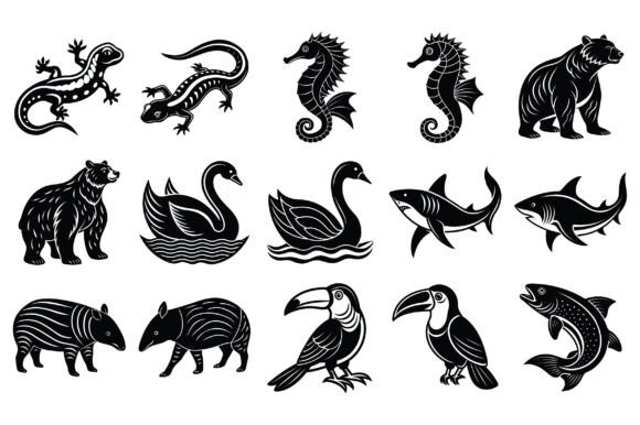 Animals Silhouette Vector -Vol 18