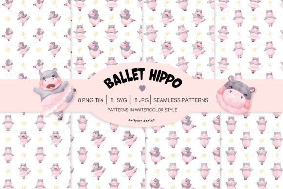 Ballet Hippo Seamless Patterns: A Creative Resource for Designers and Enthusiasts