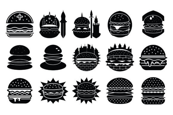 Burger Silhouette Vector -Vol 2