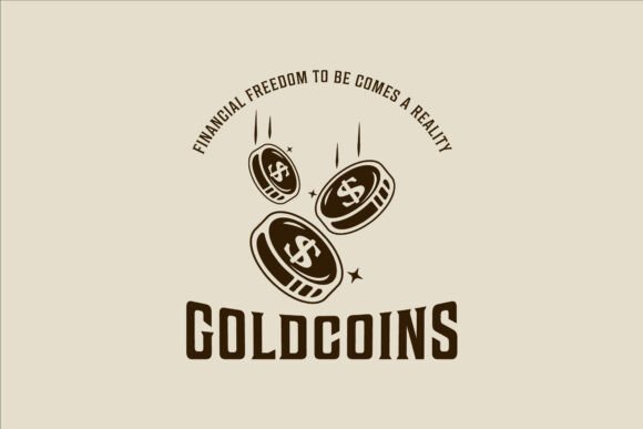 Coins Fall Logo Vector Vintage Design