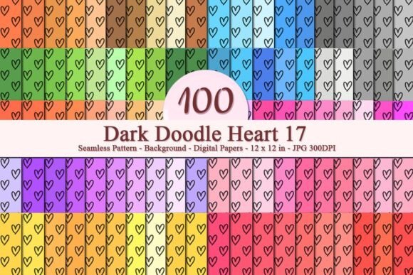 Dark Doodle Heart 17 Seamless Pattern: A Versatile Digital Design for Creative Projects