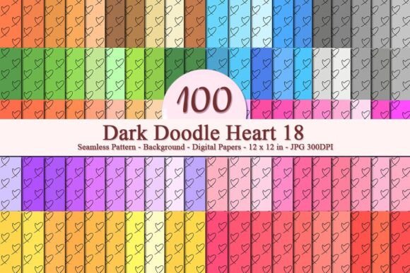 Dark Doodle Heart 18 Seamless Pattern for Creative Workflow Integration