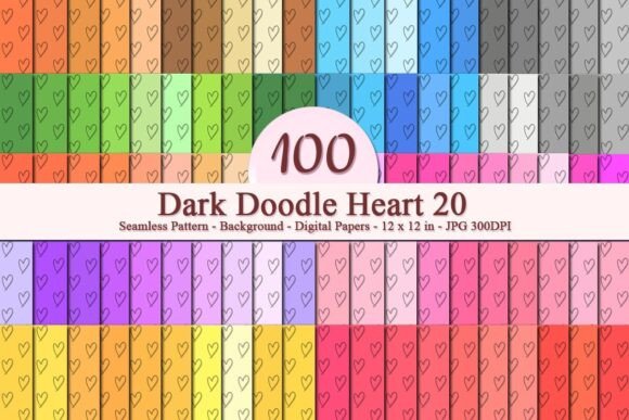 Dark Doodle Heart 20 Seamless Pattern: A Versatile Digital Design for Creative Businesses