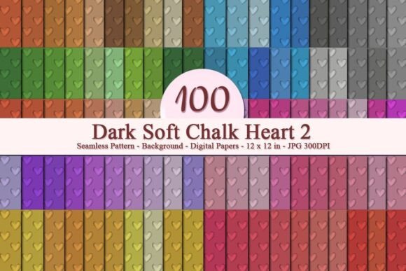 Dark Soft Chalk Heart 2 Seamless Pattern