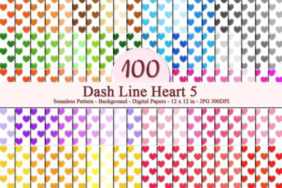Dash Line Heart 5 Seamless Pattern: A Versatile Digital Design for Creative Projects
