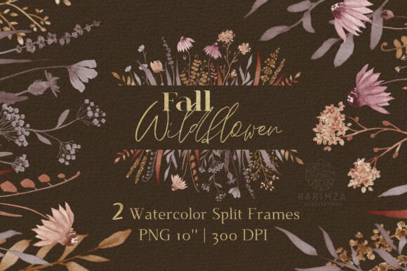 FALL Dry Flower Split FRAME PNG Set of 2