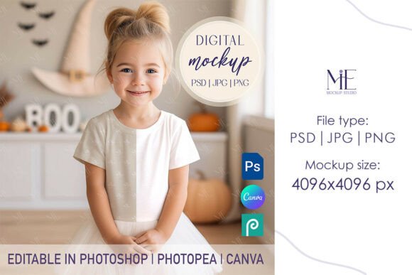 Halloween T-Shirt Mockup Kids Girls