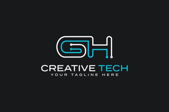 Letter GH Tech Futuristic Logo Design