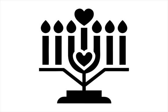 Menorah with Heart Silhouette Icon