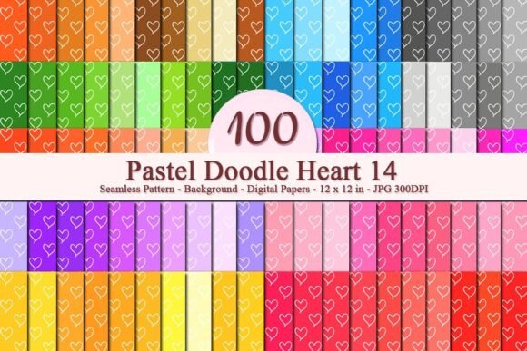 Pastel Doodle Heart 14 Seamless Pattern: A Versatile Digital Design for Creative and Commercial Use
