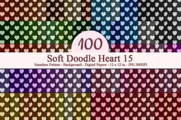 Soft Doodle Heart 15 Seamless Pattern