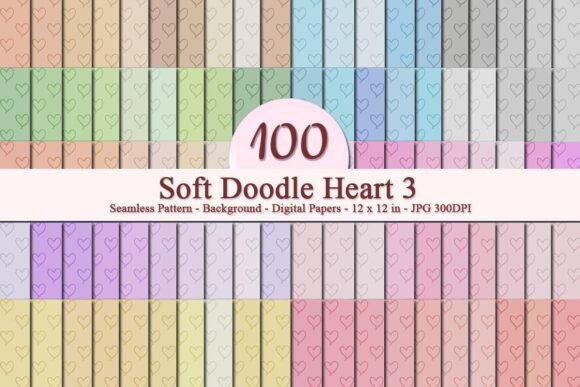 Soft Doodle Heart 3 Seamless Pattern